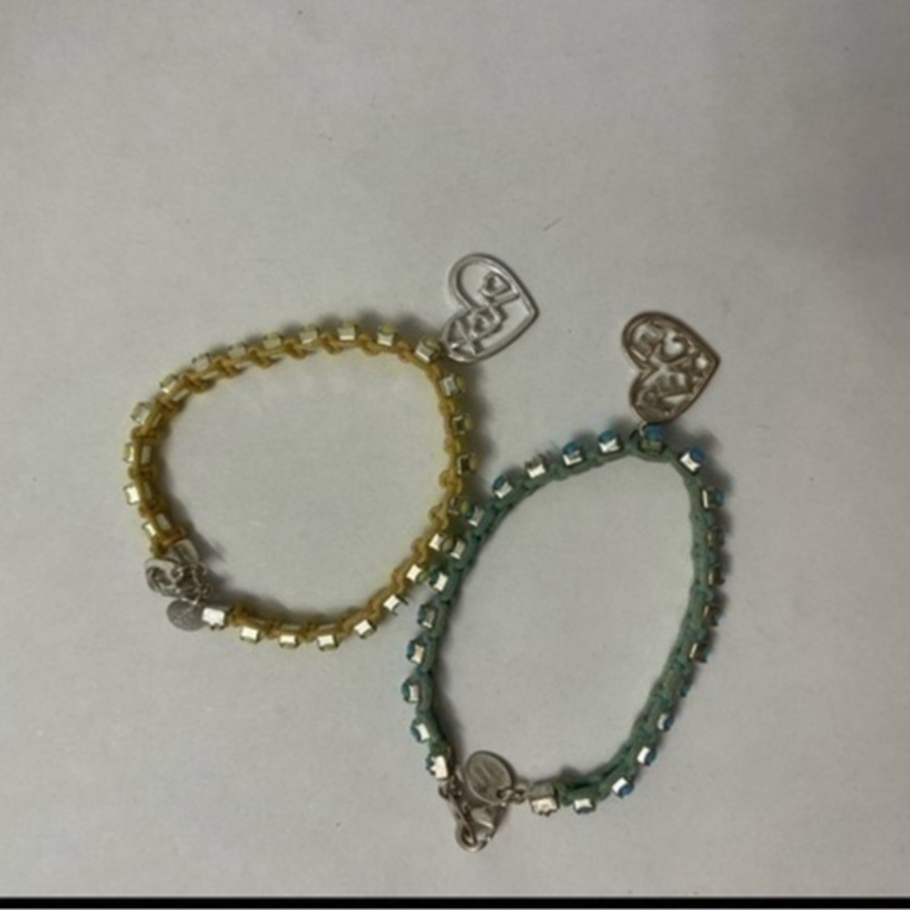Peace and xoxo bracelets
Yellow xoxo
Blue peace